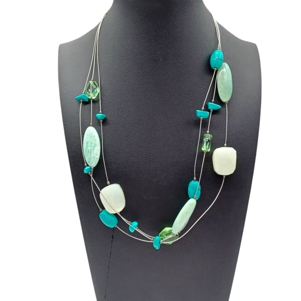 SILPADA N2021 Sterling Silver Serpentine Howlite Amazonite Strand Necklace